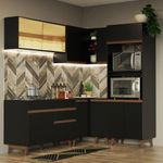 Cozinha completa de canto madesa reims 367001 com armário e balcão - preto