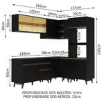 Cozinha completa de canto madesa reims 367001 com armário e balcão - preto
