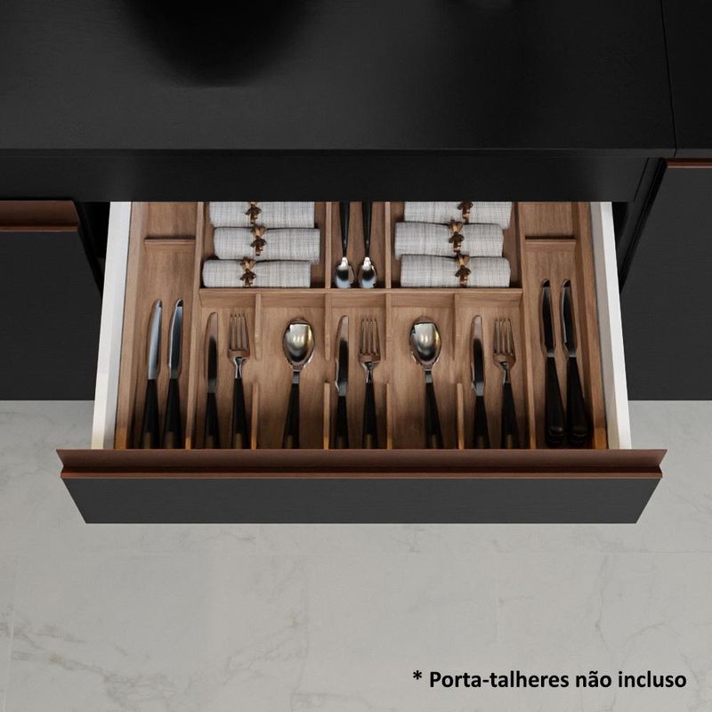 Cozinha completa de canto madesa reims 367001 com armário e balcão - preto