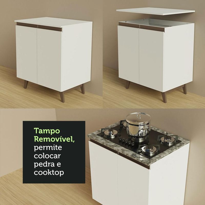 Cozinha completa de canto madesa reims 402001 com armário e balcão - branco