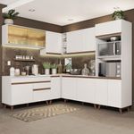 Cozinha completa de canto madesa reims 452001 com armário e balcão - branco