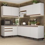 Cozinha completa de canto madesa reims 392002 com armário e balcão - branco