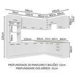 Cozinha completa de canto madesa agata 479001 com armário e balcão (sem tampo e pia) - branco