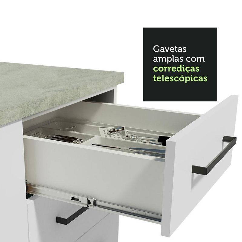 Cozinha completa de canto madesa agata 479001 com armário e balcão (sem tampo e pia) - branco