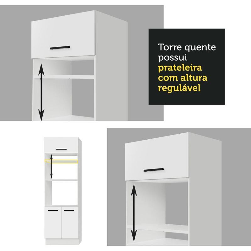 Cozinha completa de canto madesa agata 479001 com armário e balcão (sem tampo e pia) - branco