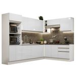 Cozinha completa de canto 100% mdf madesa acordes 479003 armário e balcão - frentes branco brilho