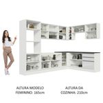 Cozinha completa de canto 100% mdf madesa acordes 479003 armário e balcão - frentes branco brilho