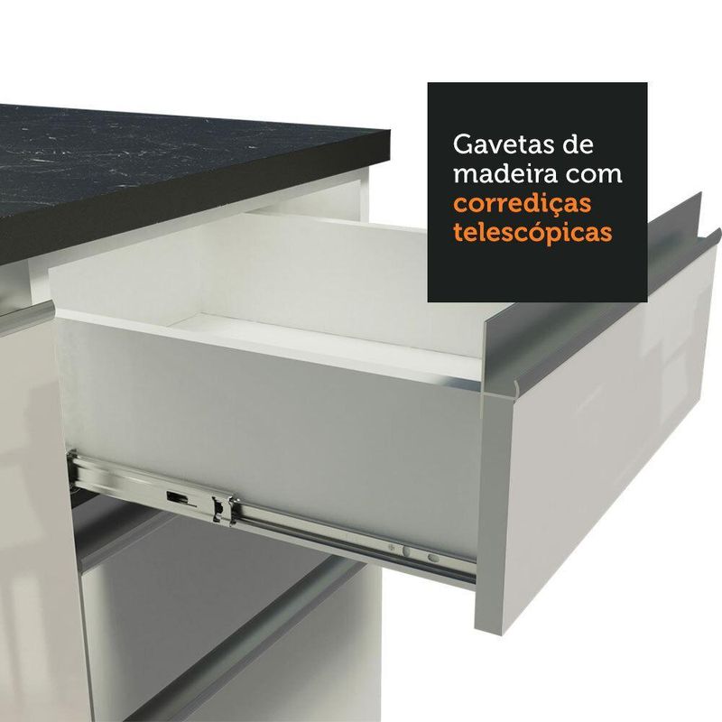 Cozinha completa de canto 100% mdf madesa acordes 479003 armário e balcão - frentes branco brilho