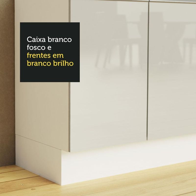 Cozinha completa de canto 100% mdf madesa acordes 479003 armário e balcão - frentes branco brilho