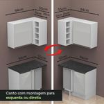 Cozinha completa de canto 100% mdf madesa acordes 479003 armário e balcão - frentes branco brilho