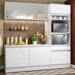 Cozinha compacta madesa topazio pop com armário, balcão e tampo branco