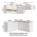 Cozinha completa de canto madesa glamy 349001 com armário e balcão (sem tampo e pia) - branco