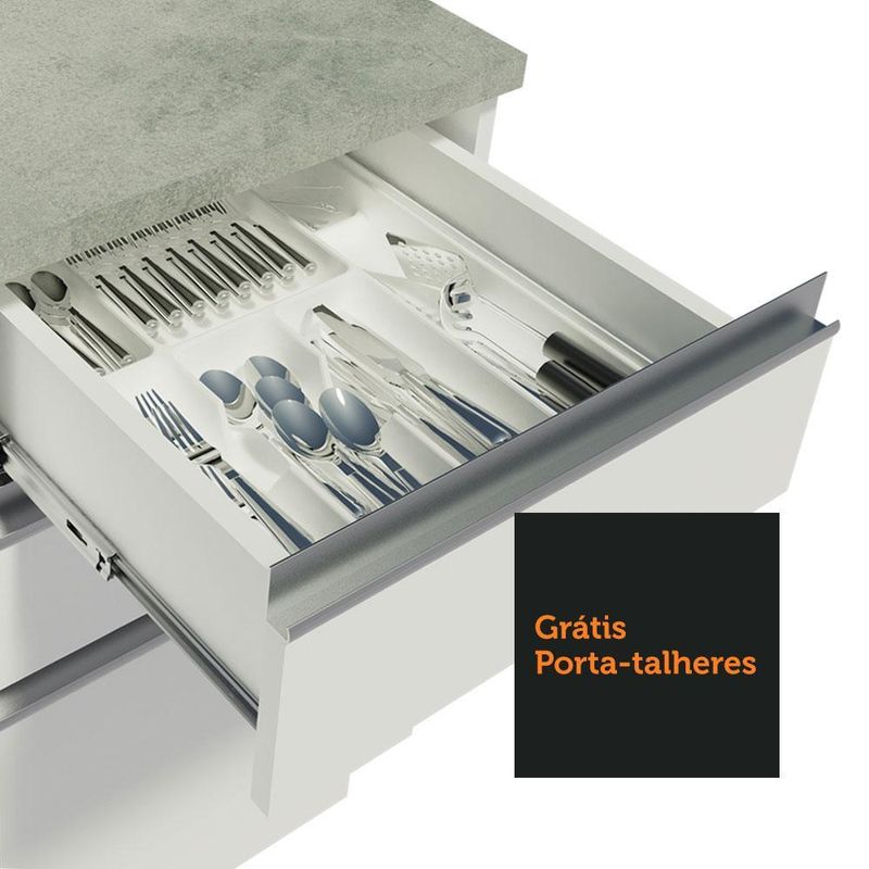 Cozinha completa de canto madesa glamy 349001 com armário e balcão (sem tampo e pia) - branco