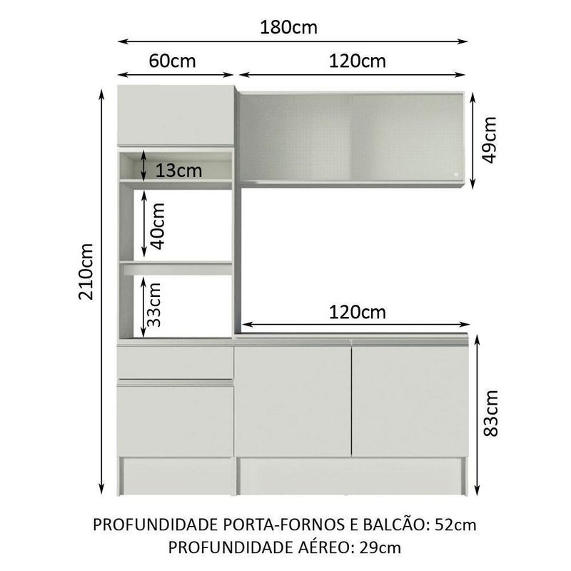 Cozinha compacta madesa topazio com balcão e tampo