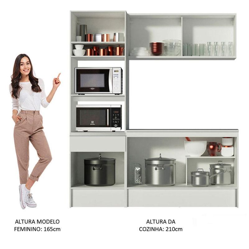 Cozinha compacta madesa topazio com balcão e tampo