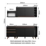 Cozinha compacta madesa reims 200001 com armário e balcão - preto