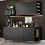 Cozinha compacta madesa reims 200001 com armário e balcão - preto