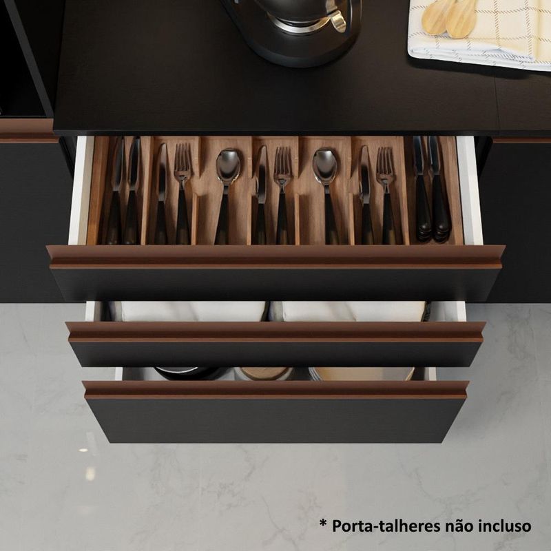 Cozinha compacta madesa reims 200001 com armário e balcão - preto