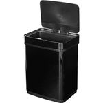 Lixeira retangular 50l preta com sensor aço inox vonder