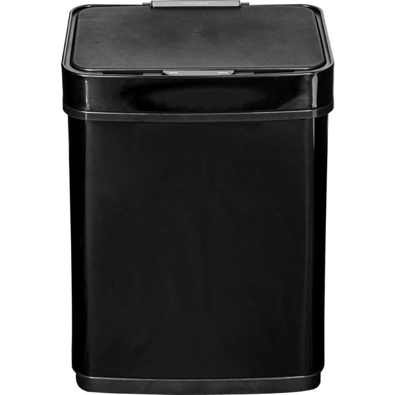 Lixeira retangular 50l preta com sensor aço inox vonder