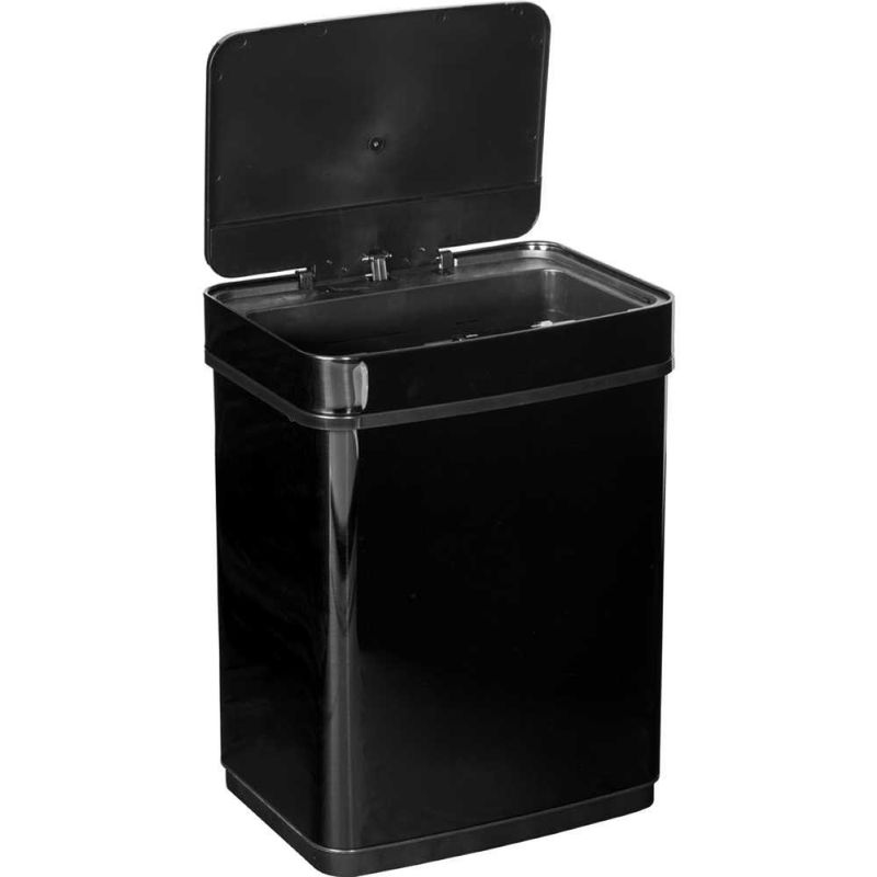 Lixeira retangular 50l preta com sensor aço inox vonder