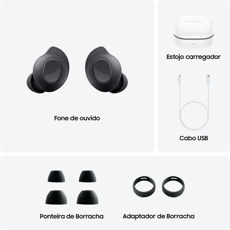 Fone de ouvido sem fio samsung galaxy buds fe - grafite