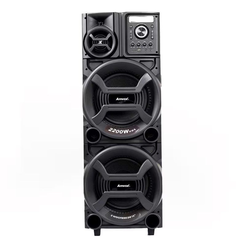 Caixa amplificadora amvox pesadão black aca 2201 com bluetooth, entradas usb, microfone e instrumentos - 2200w