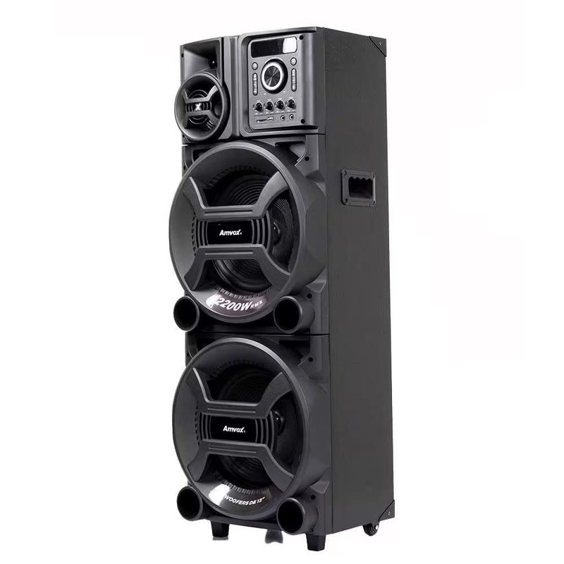 Caixa amplificadora amvox pesadão black aca 2201 com bluetooth, entradas usb, microfone e instrumentos - 2200w