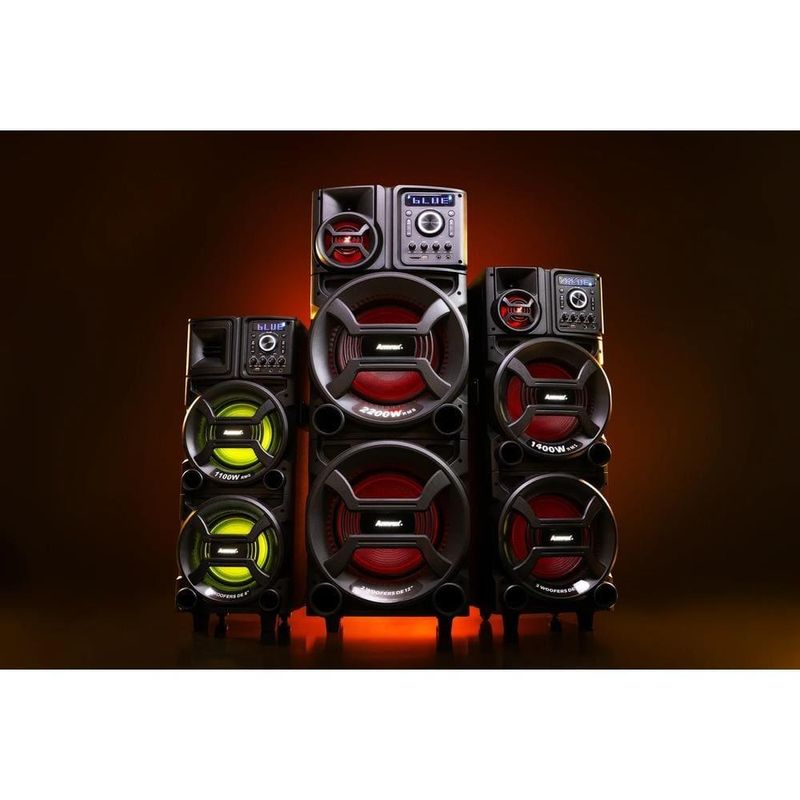 Caixa amplificadora amvox pesadão black aca 2201 com bluetooth, entradas usb, microfone e instrumentos - 2200w