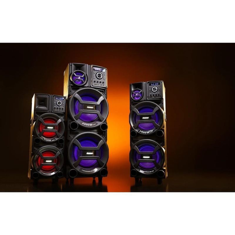 Caixa amplificadora amvox pesadão black aca 2201 com bluetooth, entradas usb, microfone e instrumentos - 2200w