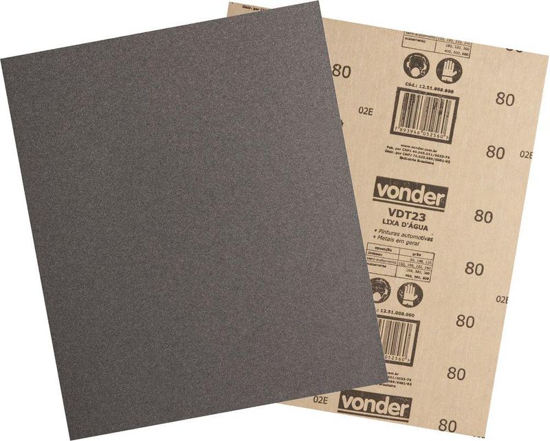 Lixa folha d'agua g280 225x275mm vdt-23 c/ 50 peças vonder