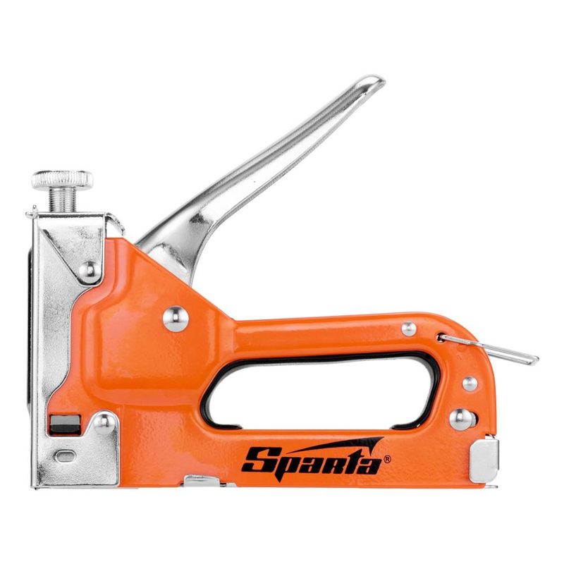 Jogo grampeador ajuste pressão + trena 2m + 500 grampos tipo 53 8mm sparta 4200355 fixação versátil