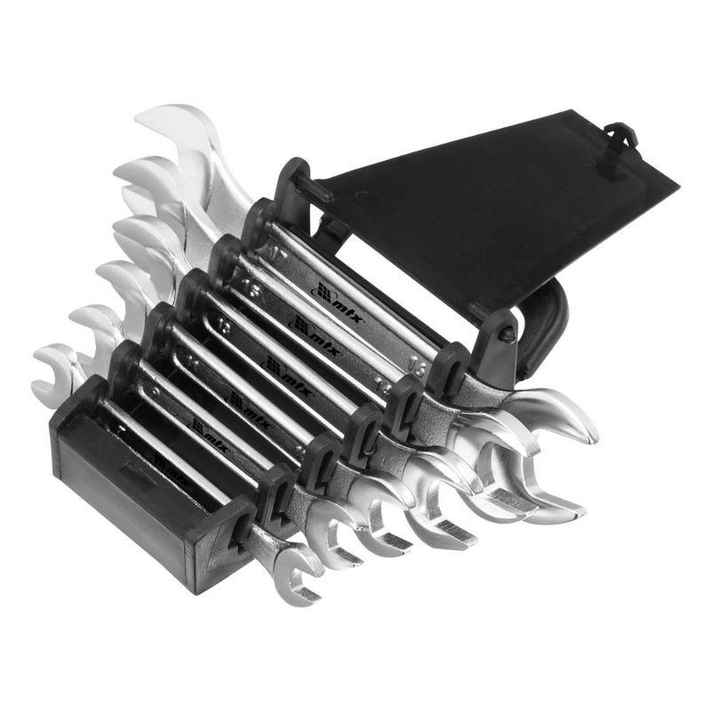 Jogo de chave fixa crv 6-17mm 6pçs aço crv 45 hrc mtx 152319 com suporte