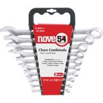 Jogo chave combinada 6-22mm aço carbono com 10 peças suporte