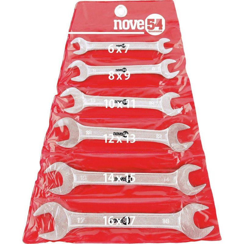 Jogo chave fixa 6-17mm aço carbono com 6 peças estojo plásti
