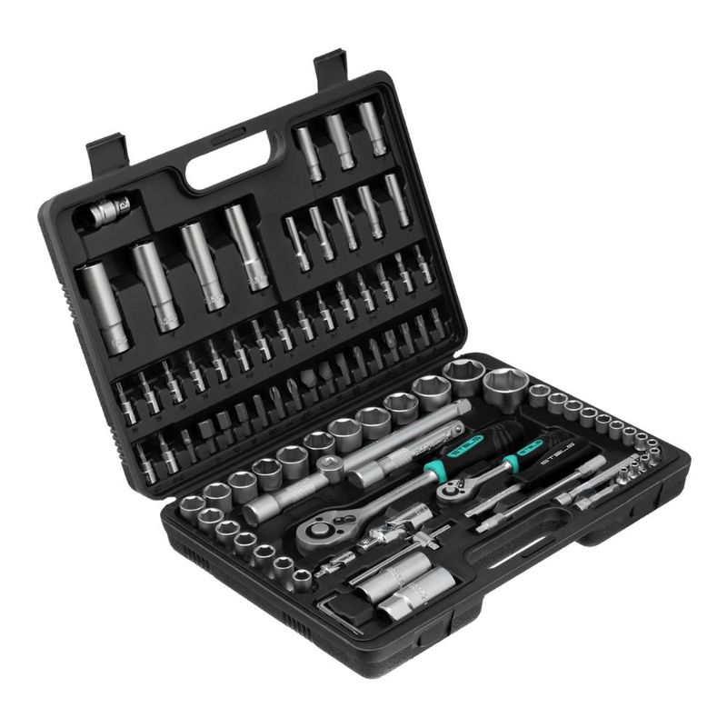 Jogo ferramentas stels 94 peças 1/4'' e 1/2'' aço crv