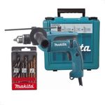 Furadeira de impacto 760w 1/2'' com punho lateral kit de brocas maleta hp1640kx1 220v makita