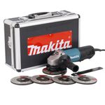 Esmerilhadeira angular 115mm industrial 840w chave punho 5 discos maleta 9557hpgx2 127v makita