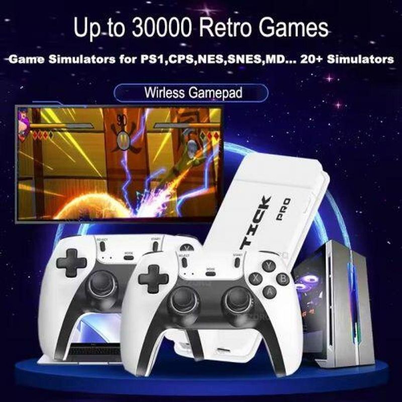 Game Stick M15 Pro 4k Mais De 30000 Jogos 2 Controles Sem Fio Original