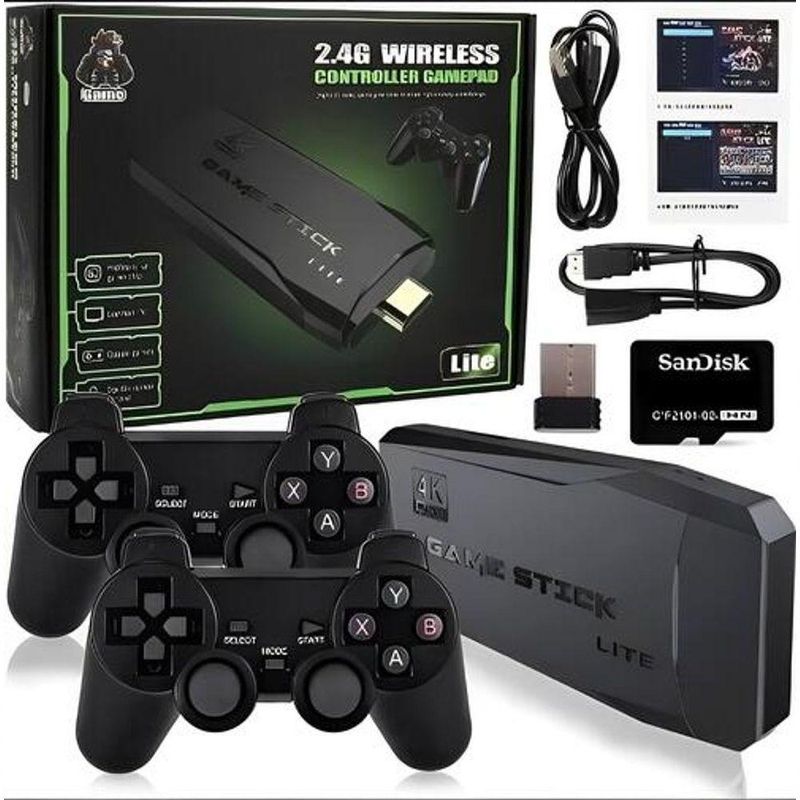 Game Stick 4k Lite Retro 2 Controles Sem Fio Mais De 20000 Jogos Original