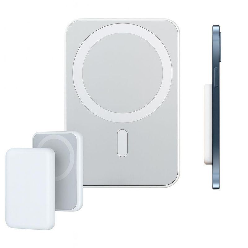 Carregador Portátil Magnético Magsafe Cheguei BR para Iphone com Carregamento sem Fio Branco 01