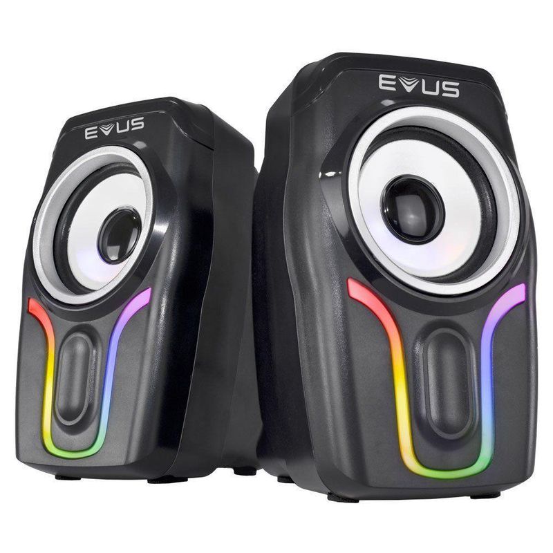 Caixa de Som Evus AS-225D Color Wave 6W RMS com Iluminação RGB USB e Plug P2 3,5mm