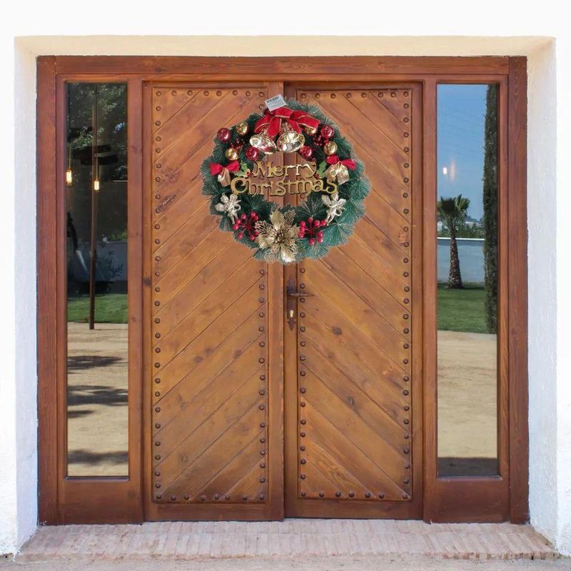 Guirlanda Merry Christmas Global E72081 com Sino Enfeite Decorativo Nevado Branco Plástico e Metal