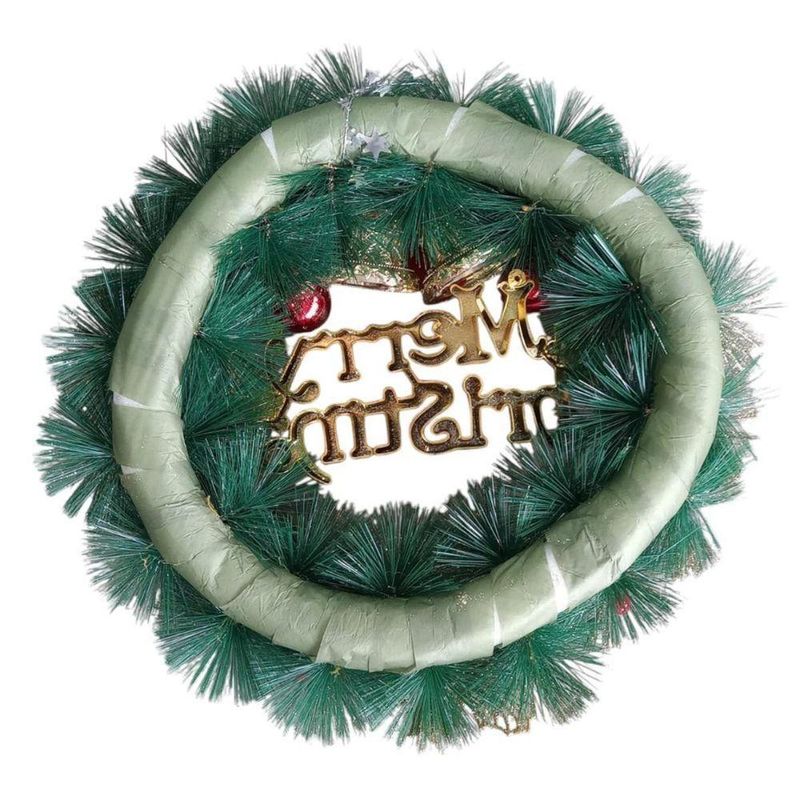 Guirlanda Merry Christmas Global E72081 com Sino Enfeite Decorativo Nevado Branco Plástico e Metal