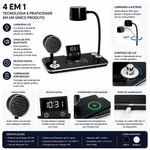 Luminária de Mesa Utimix 4 em 1 com Caixa de Som Bluetooth Relógio Despertador LED Ajustável Branco