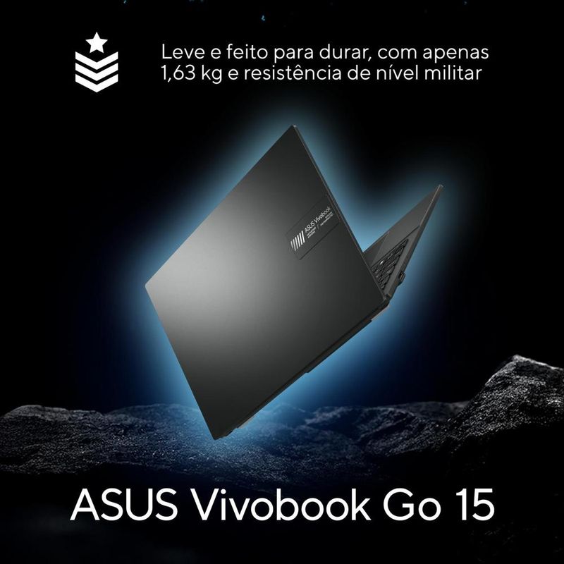 Notebook asus vivobook go 15 amd athlon 4gb ram 128gb ssd tela 156” w11 - e1504fa-bq5312ws