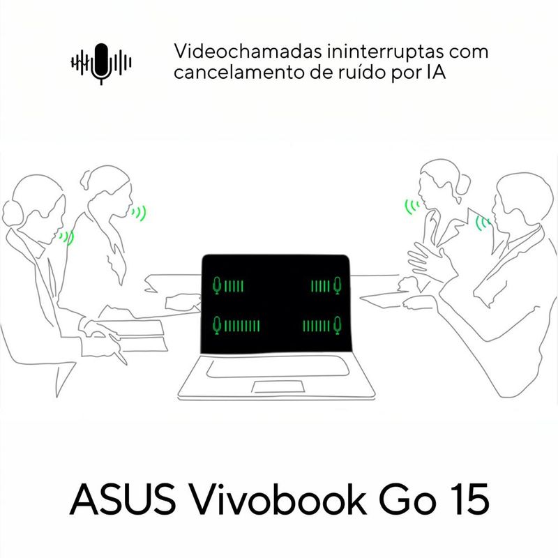 Notebook asus vivobook go 15 amd athlon 4gb ram 128gb ssd tela 156” w11 - e1504fa-bq5312ws