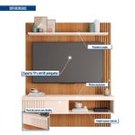 Conjunto Sala de Estar Moon Painel 55" 150CM MDF MDP Off White Caemmun Móveis