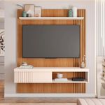 Conjunto Sala de Estar Moon Painel 55" 150CM MDF MDP Off White Caemmun Móveis