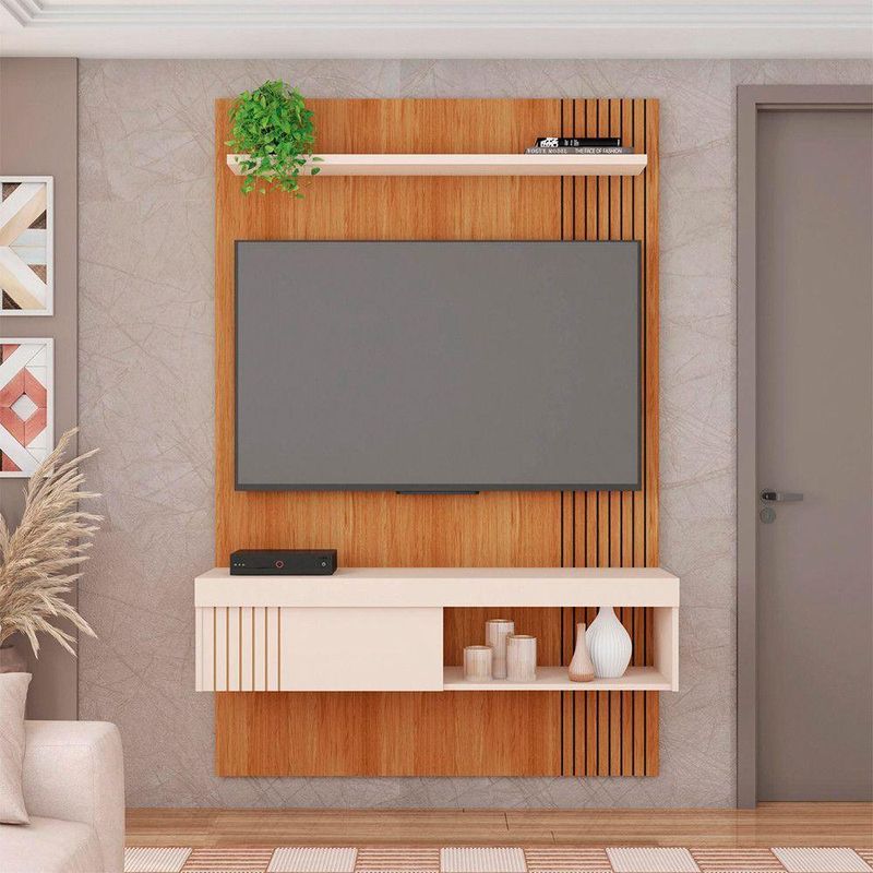 Painel para TV Jade 12 45" 119,5CM MDF-MDP Off White Caemmun Móveis